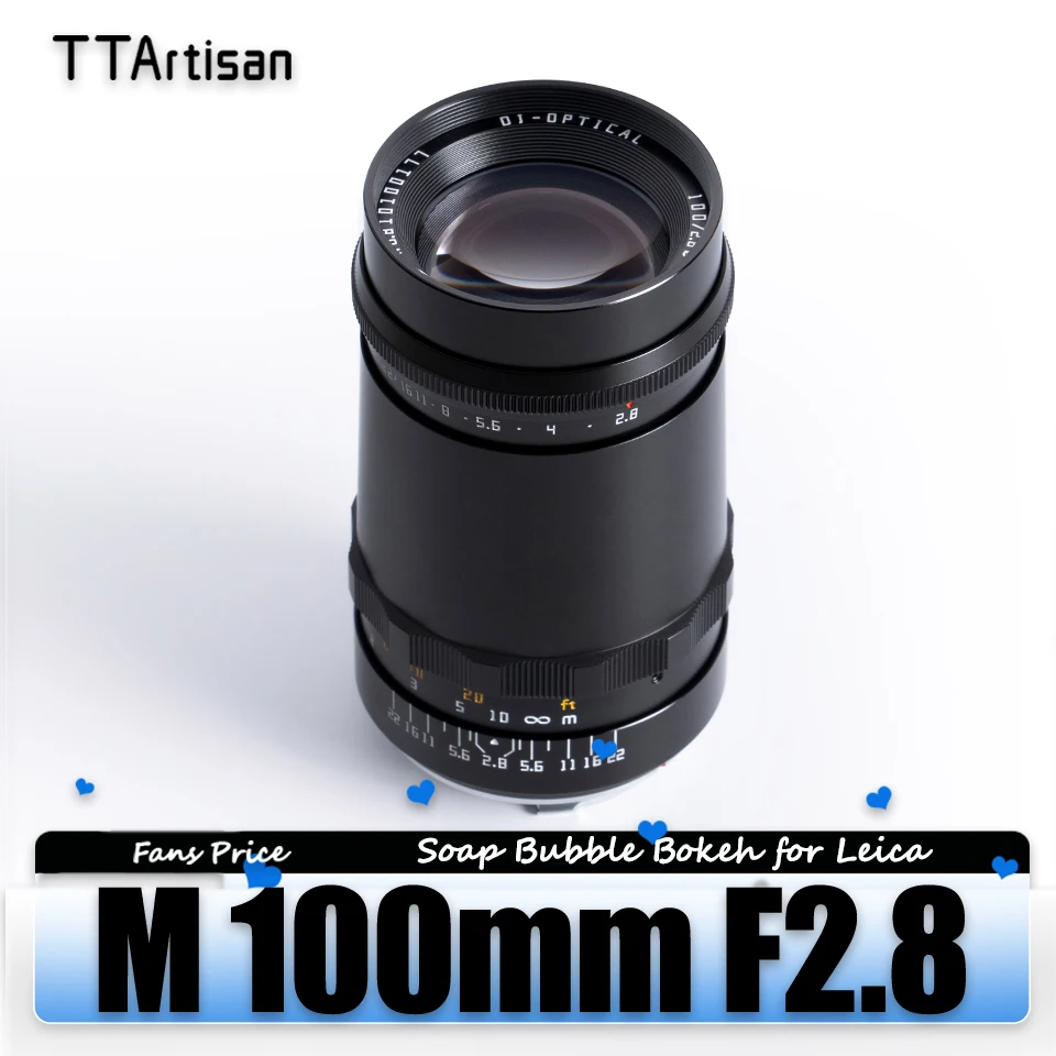 TTArtisan M 100mm F2.8 Soap Bubble Full Frame Camera Lens for Studio Photography Leica M Mount M2 M3 M4 M5 M6 M7 M8 M9 M10 M11