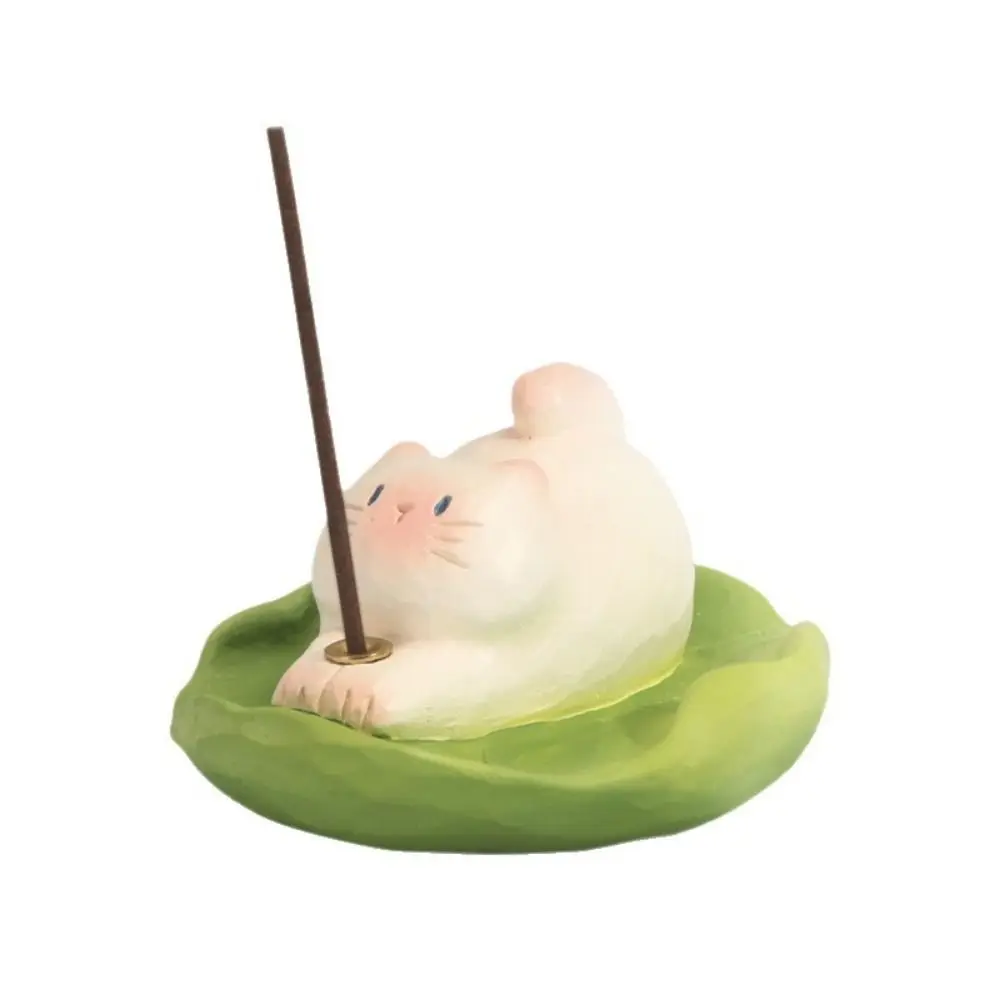 Surprise Gifts Resin Cat Figurine Mini Creative Desktop Ornament Cute Leisure Incense Stick Stand Birthday Gift