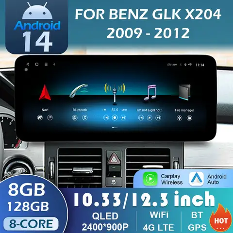 벤츠 GLK X204 2009 2010 2011 2012 안드로이드 14 무선 Carplay Autoradio DSP 스테레오 냉각 팬 터치 스크린 WIFI 액세서리