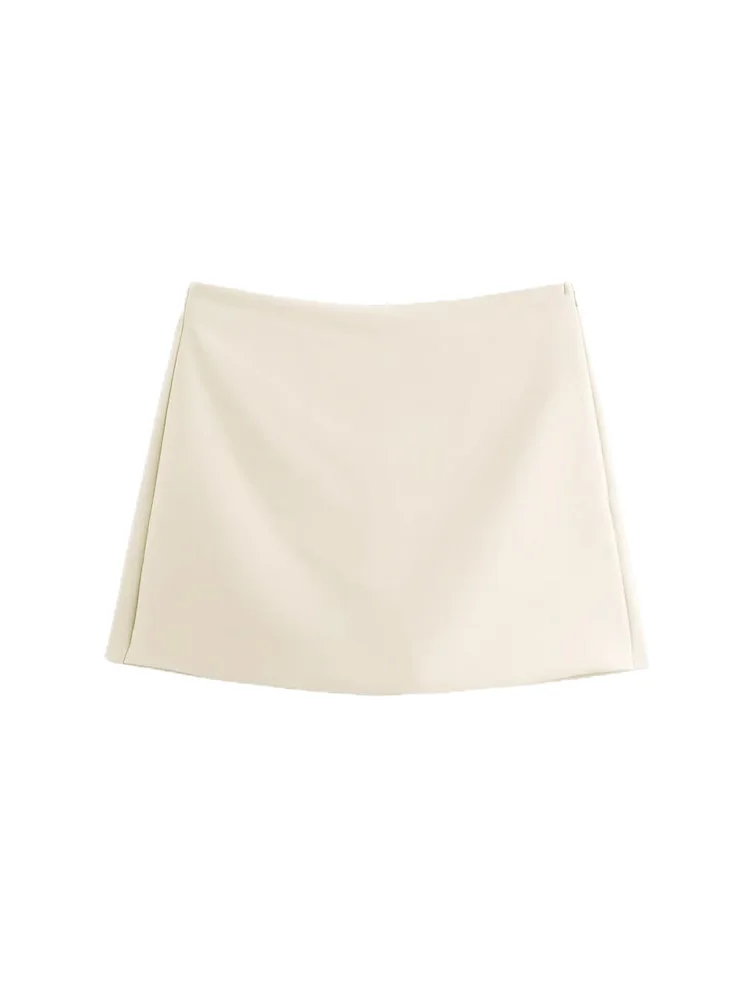 High Waist Solid Skort for Women Fashion Side Zipper Female Shorts Skirts Mujer image 5