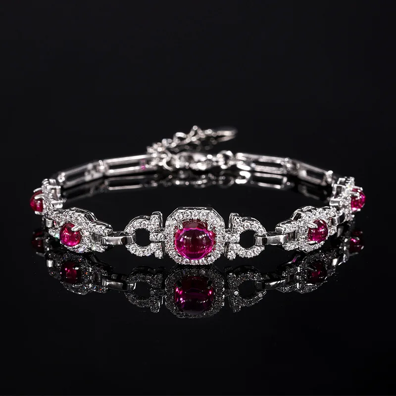 Tourmaline Blood Red Royal Blue Bracelet European and American Retro Gemstone Bracelet Wholesale Women's Jewelry