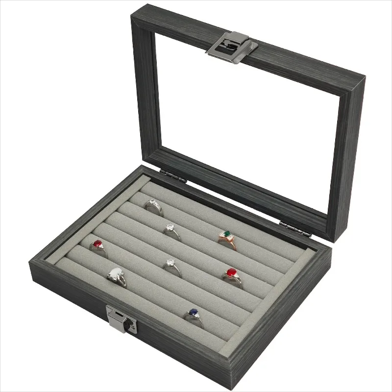 

Transparent Jewellery Box Wholesale Earring Rings Display Cases Large Necklace Storage Boxes Jewelers Jewelry Organizer Case
