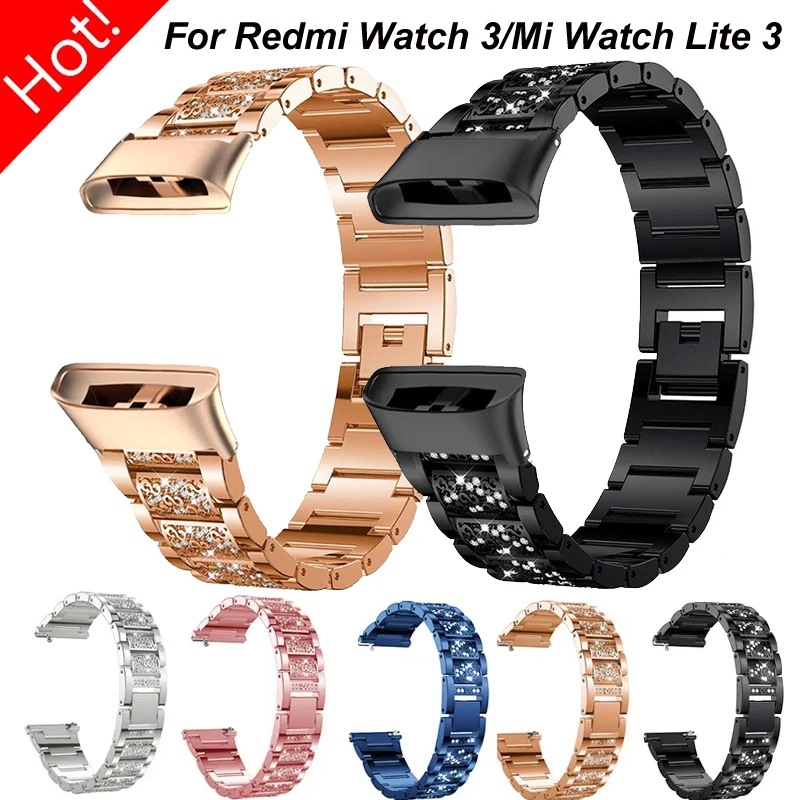 Metallband für Xiaomi Redmi Watch 3 Armband Diamantarmband Correa für Redmi Watch 3/Mi Watch Lite 3 Damen Edelstahlgürtel