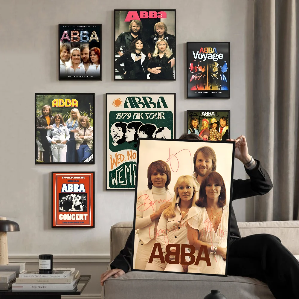 Swedish Pop Music Band Abba Self-adhesive Art Whitepaper Poster Waterproof Paper Sticker House Bar Aesthetic Art Wall Painting