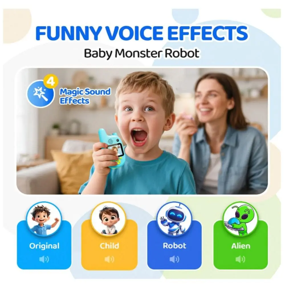 Dual Cameras Video Walkie Talkies for Kids 2-inch Screen One-Click Call HD Screen Intercom Taking Photos Gift