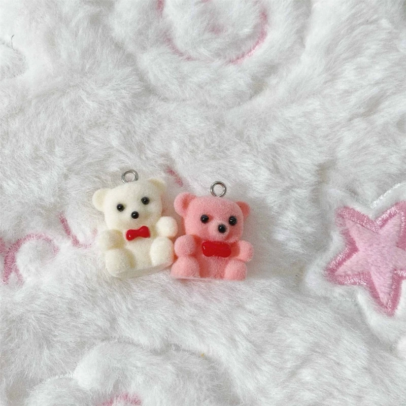 Multipurpose Flocking Lovely Bear Hanging Ornament Fashion Accessory for Bags and Keys Decoration Stylish Outfits image 2