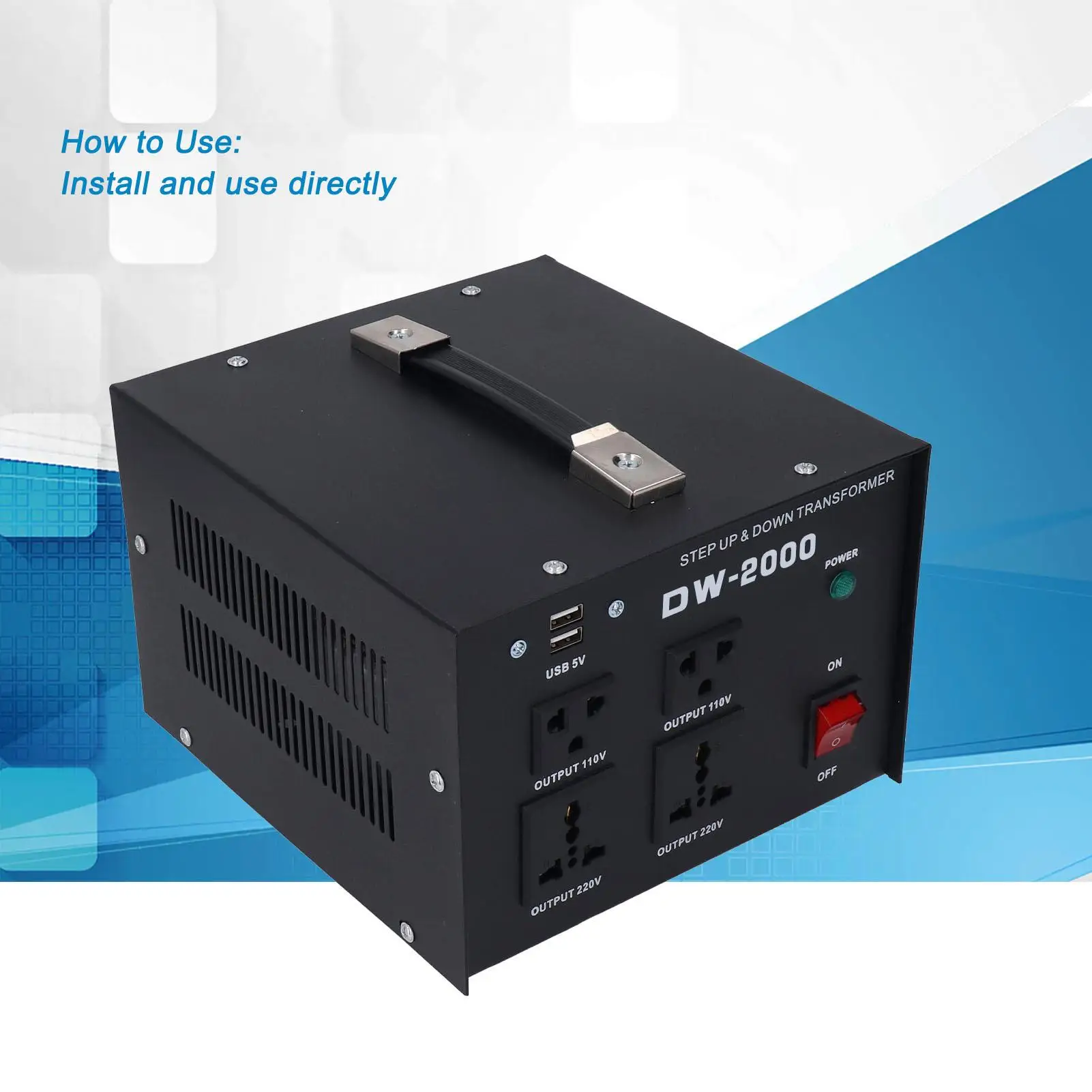 2000W Voltage Transformer Step Up Converter 110V to 220V Adjustable AC Power Supply DW-2000