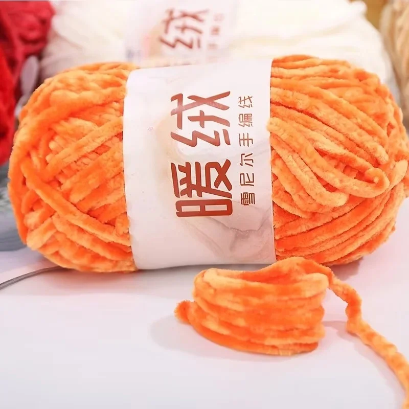 Hilo de Chenilla Cálido, Brillante, Dorado, Suave y Afelpado para Manualidades, Amigurumi, Bolsos, 100g