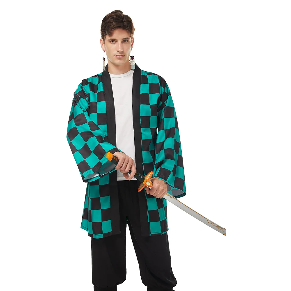 คามาโดแทนจิโร่คอสเพลย์อนิเมะปีศาจฆาตกรกิโมโนเสื้อคลุมชุดแฟนซีปลอมตัวชุดงานปาร์ตี้ Baju karnaval