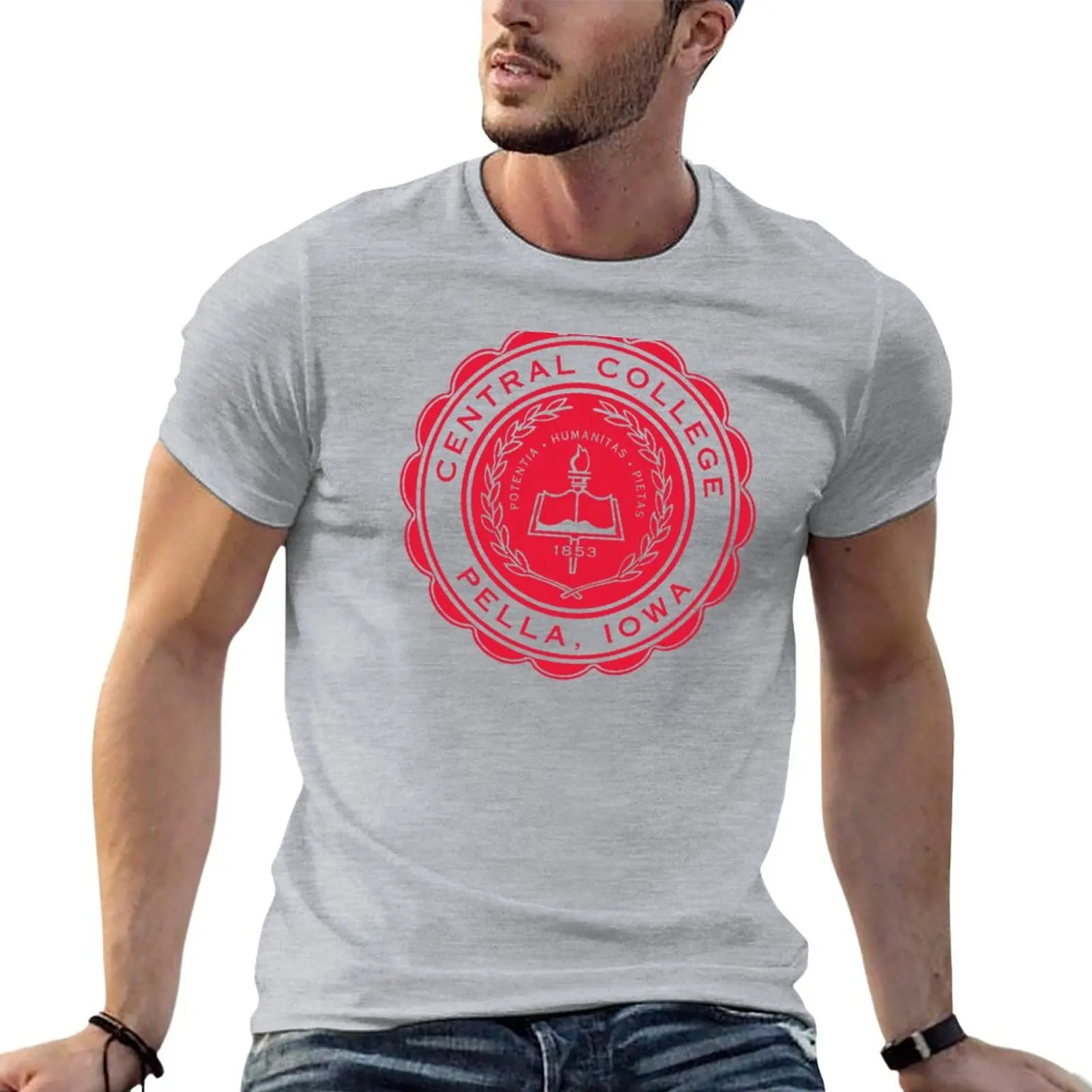 

Central College Pella Iowa Seal T-Shirt for a boy oversized Blouse Tee shirt mens vintage t shirts