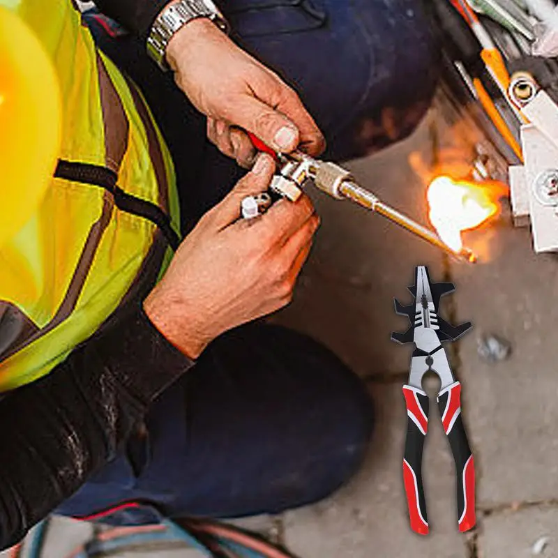 Pliers For Welding 8 Inch High Carbon Steel Welding Pliers For Electrical Anti-Rust Multi-Functional Non-slip Comfort Handles