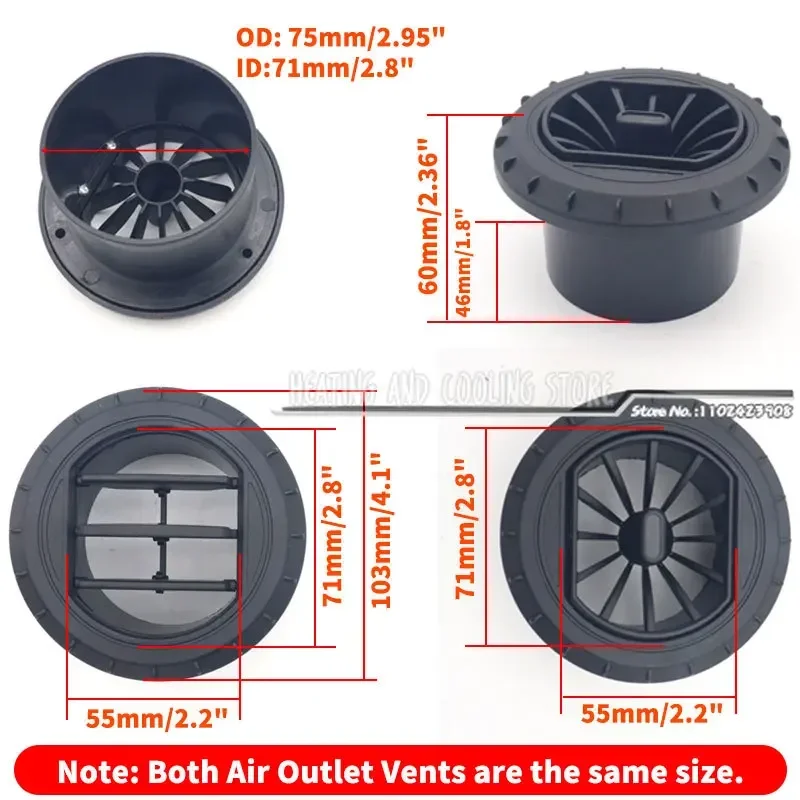 Calentador de estacionamiento diésel giratorio, aire acondicionado de 75mmAir de salida para coche, camión, furgoneta, Camper, dos tipos, negro