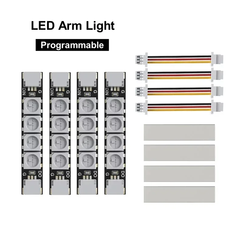 

4Pcs LED Programmable Arm Strip Light RGB For Travel machine 2812 FPV Drones Quadcopter Lighting Accessories Connector