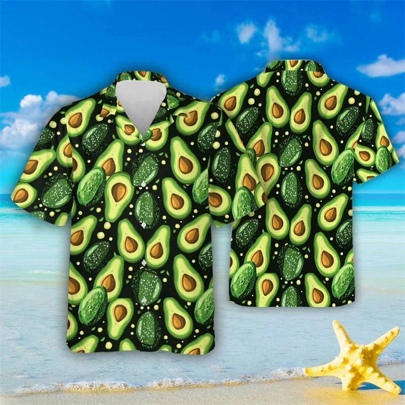 Hawaiian Summer 3D Tropical Fruit Avocado Printed Shirts For Men Children Fashion Funny Streetwear Short Shirts Shirts & Blouses