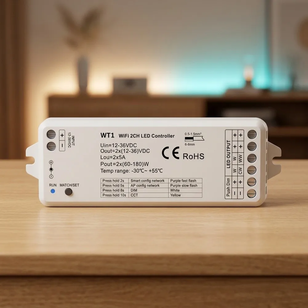 For Tuya WiFi LED Dimming Controller DC12V-36V 10A For Single-Color Lighting Versatile Dimming Push Switch RF Remote High Load