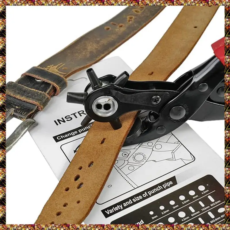 BTCL Leather Hole Punch Set, Super Heavy Duty Rotary Puncher, Precision Multi Hole Sizes For Belts, Crafts Holes
