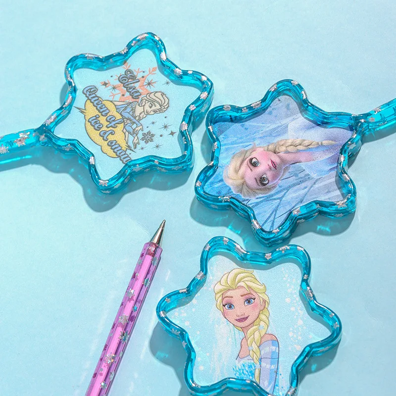 Disney Frozen Elsa Anime Figures Pen Children Student Cartoon Stationery Black Ball Pens Toys Gifts for Girls School Prizes