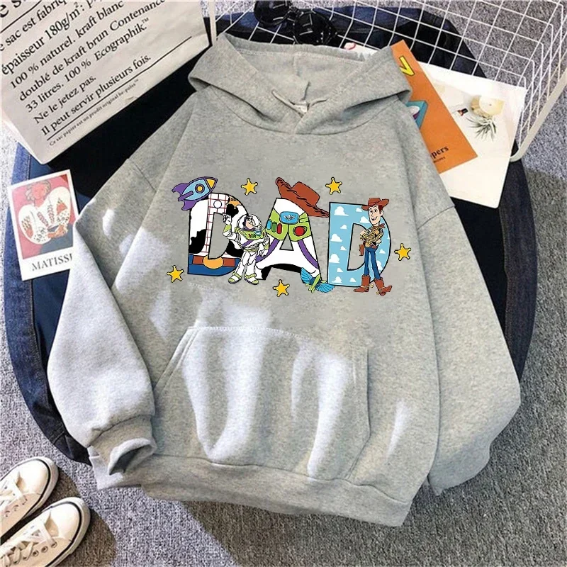 Disney Cartoon  DAD MOM Letters Graphic Hoodies Fashion Women Casual Hoodies Autumn Winter Harajuku Tops Simple Sweatshirts