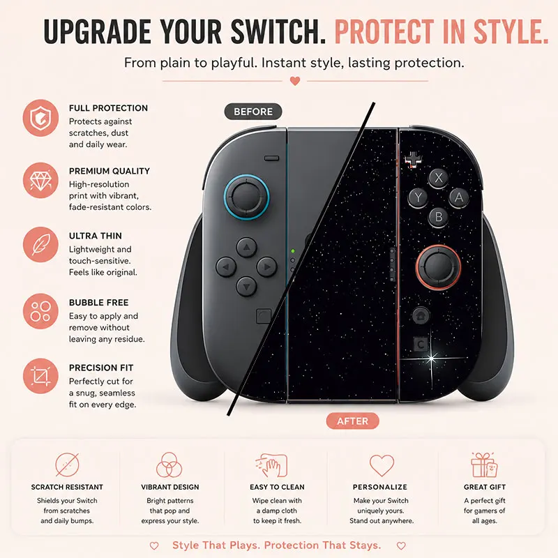 Creative pattern SWITCH game console protective film, with natural touch and comfortable feel, featuring personalized designs