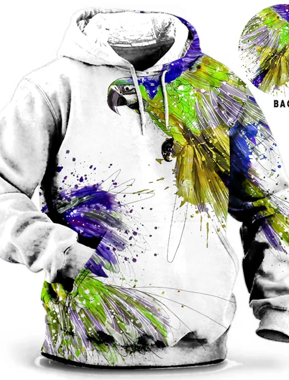 

New Hoodie style Harajuku 3D printed parrot print hooded sweatshirt men and women fashion casual shirt hooded sweatshirt