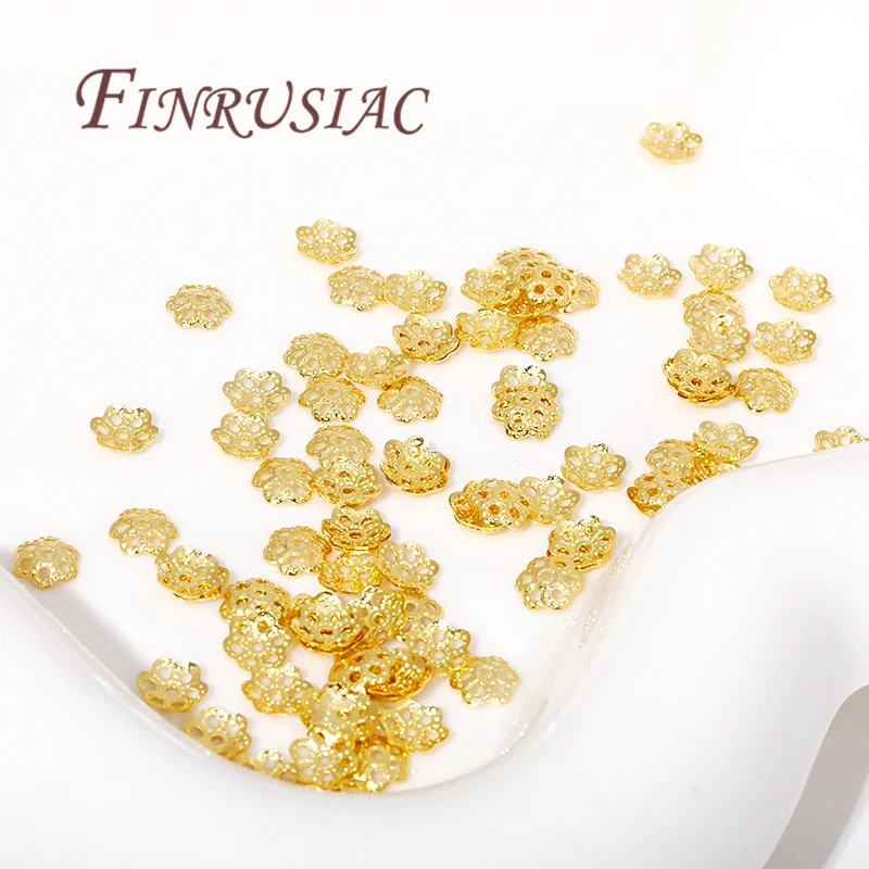 5mm 6mm 8mm Perlenkappen für Schmuckherstellung 18K vergoldetes Messing Blumenperlenkappen für DIY Armbänder Zubehör Erkenntnisse – Detail 7
