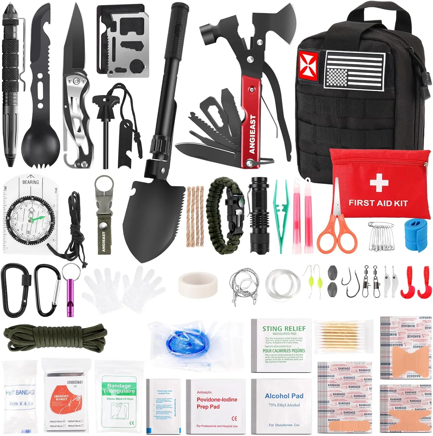 

256-in-1 Survival First Aid Kit with Molle Pouch for Outdoor Camping Hiking Emergency Gear