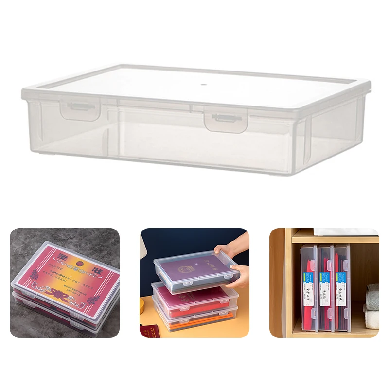 1 Pc For Book Certificate Storage Wear-resistant Practical Document Case Transparent Plastic A4 File Storage Box File Folder