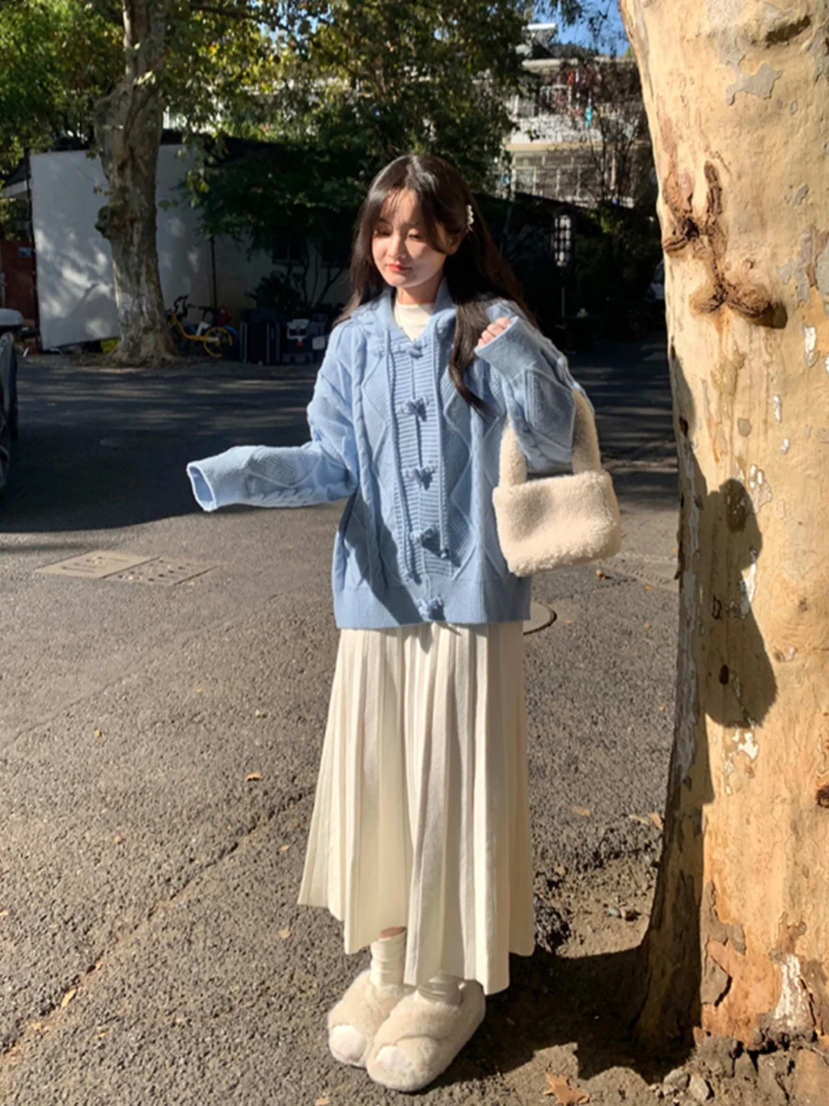 

plus Size Women's Gentle Style Hat Coat Sweater Cardigan Long Skirt Set Autumn Winter New Arrival Button up Fashion Outfit