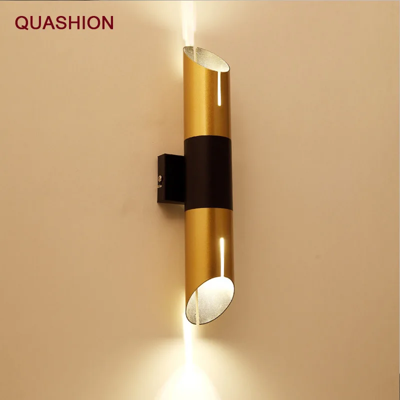 Post-modern Fashion Avant-garde Iron Baked Lacquer Wall Lamp Up And Down Lighting Oblique Bamboo Tube Personalized Household