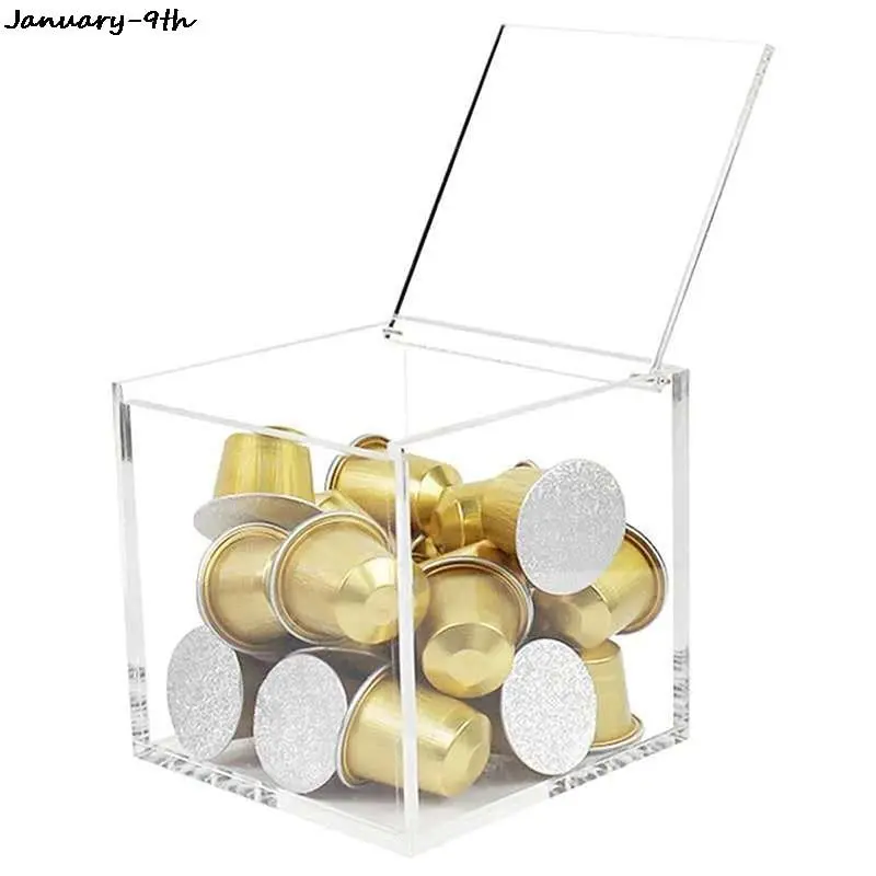 

1PCS Transparent Dustproof Case With Lid Acrylic Capsule Coffee Storage Box Holder