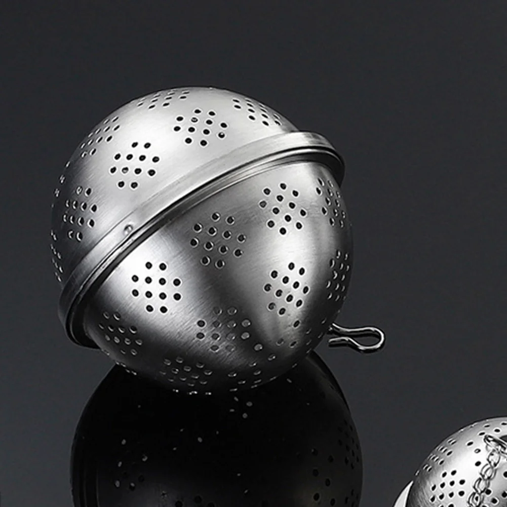 Mesh Tea Infuser Ball with Chain Hook 304 Stainless Steel Construction and Threaded Seal to Avoid Tea Grounds Leakage