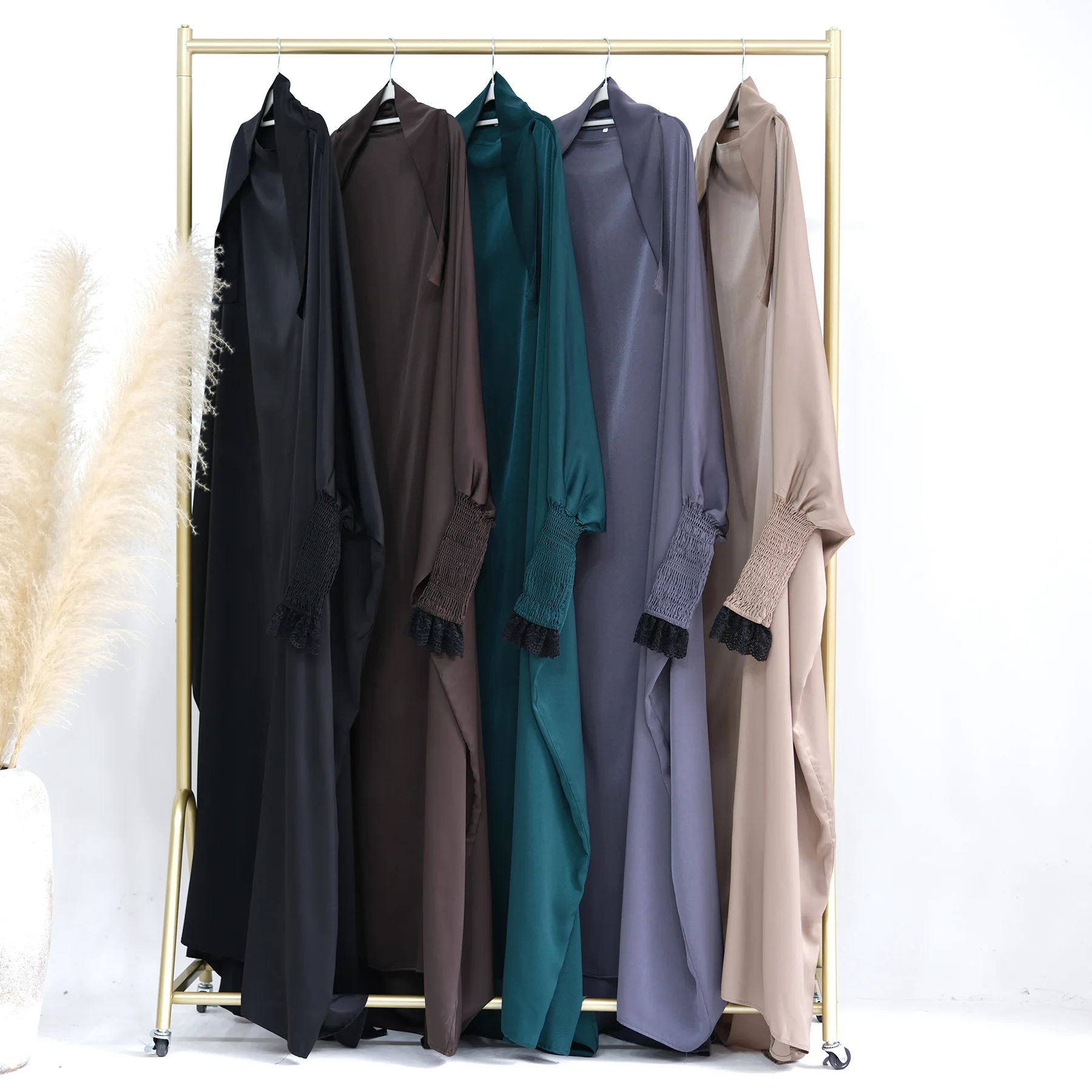 Muslimische Abaya Frauen Jilbab Islamische Kleidung Dubai Saudi Schwarze Robe Türkische Bescheidenheit Einteiliges Gebetskleid Mit Kapuze Smockärmel