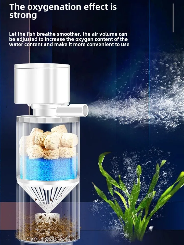 Fish tank filter water pump circulation system oxygen generator all-in-one small fish toile