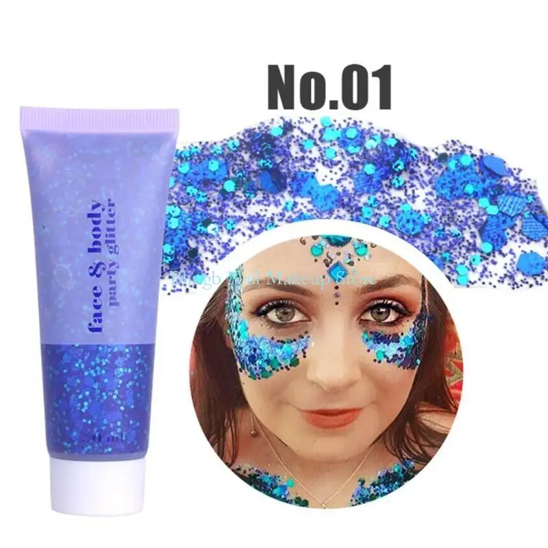 

28TA 6Pcs Face And Hair Glitter Gel Festive Sparkling Makeup Sequins Party Makeup Accessories For Your Celebration Needs
