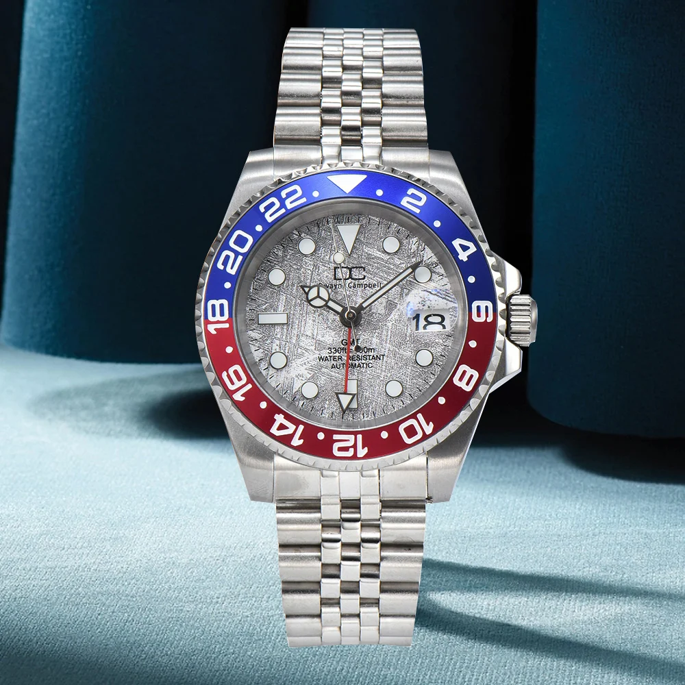 40.5 مللي متر الغوص التلقائي الفضة يمكن تخصيص شعار الرجال الساعات NH34 حركة السيراميك الحافة مقاوم للماء ساعة اليد الياقوت