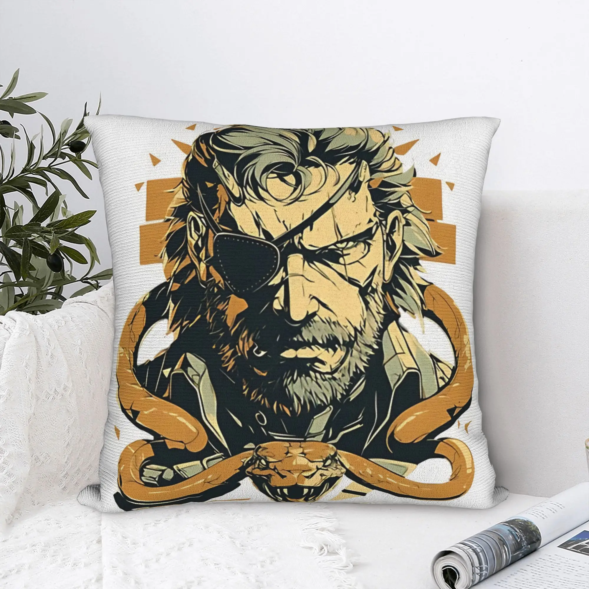 Metal Gear Solid  Snake MGS Pillow Cover  Vintage Pillow Case For Living Room Sofa Print Pillowcases Gift