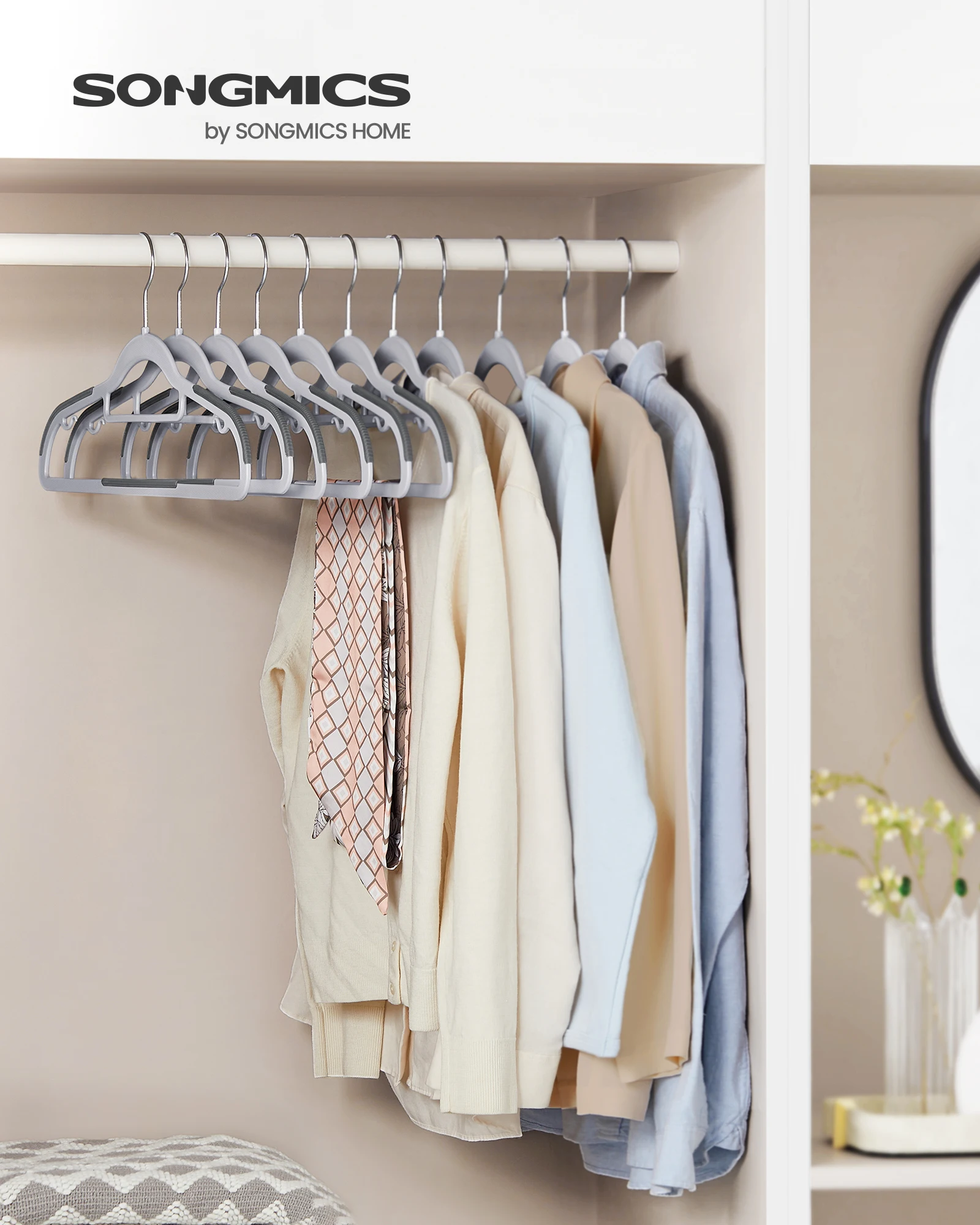 Songmics Kledinghanger Plastic (30-tlg) 30/50 Set, Plastic Jassen Beugel, Goed Gewicht
