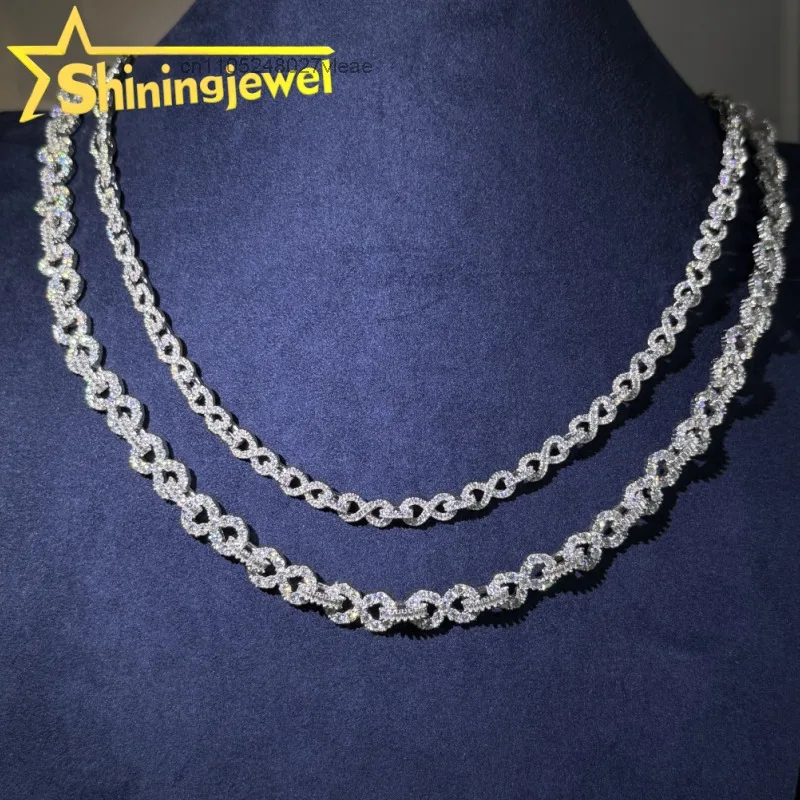 6mm Sale Hot 8mm Iced Out Cuban Link Chain 925 Silver Moissanite Infinite Chain Iced Out Jewelry VVS Cuban Link Chain..