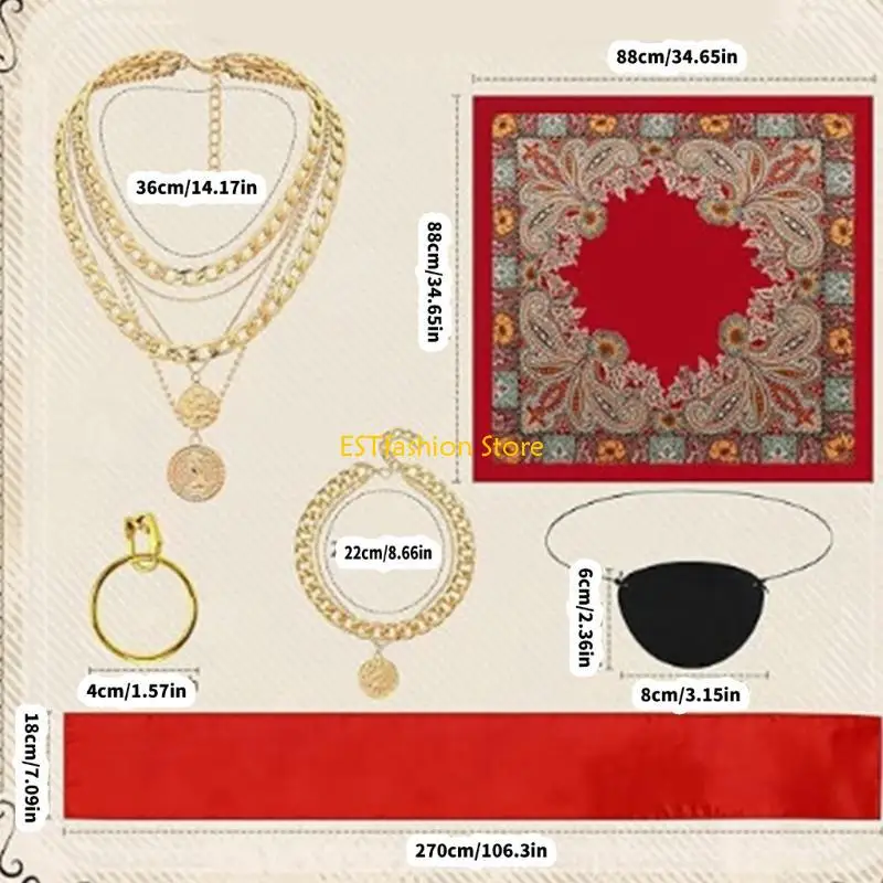 Y5GC Halloween Pirate Costume Accessoire Femmes Men pirate Habillage ACCESSOIR