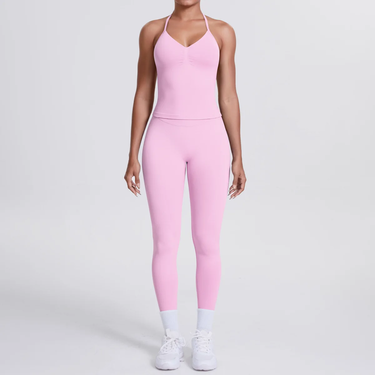 Women's Seamless Knitted Yoga Suit Suit Beautiful Back Vest Bra Ventilate Leggings Fitness Pilates Exercise Set
