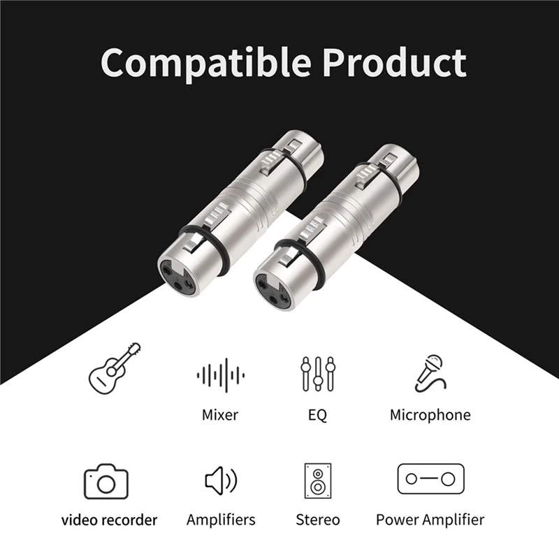 New-4 Pack XLR Female To Female, 3 Pin XLR Female To 3 Pin XLR Female Gender Changer Connector For Microphone,Stereo,Mixerr