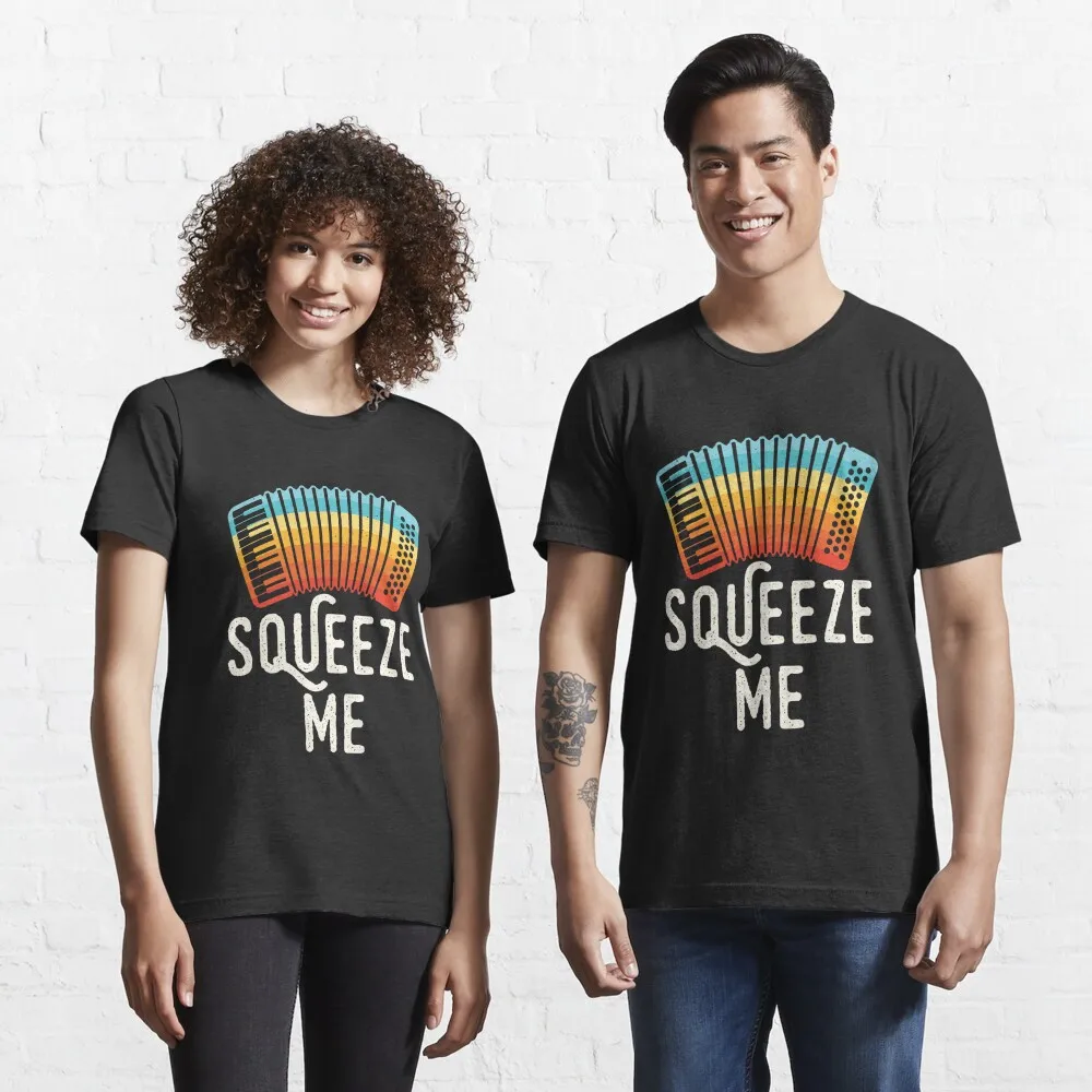 Squeeze Me Retro Accordion Player Accordionist Essential T-Shirt Unisex T-shirts For Man Woman Couple Short Summer Tees