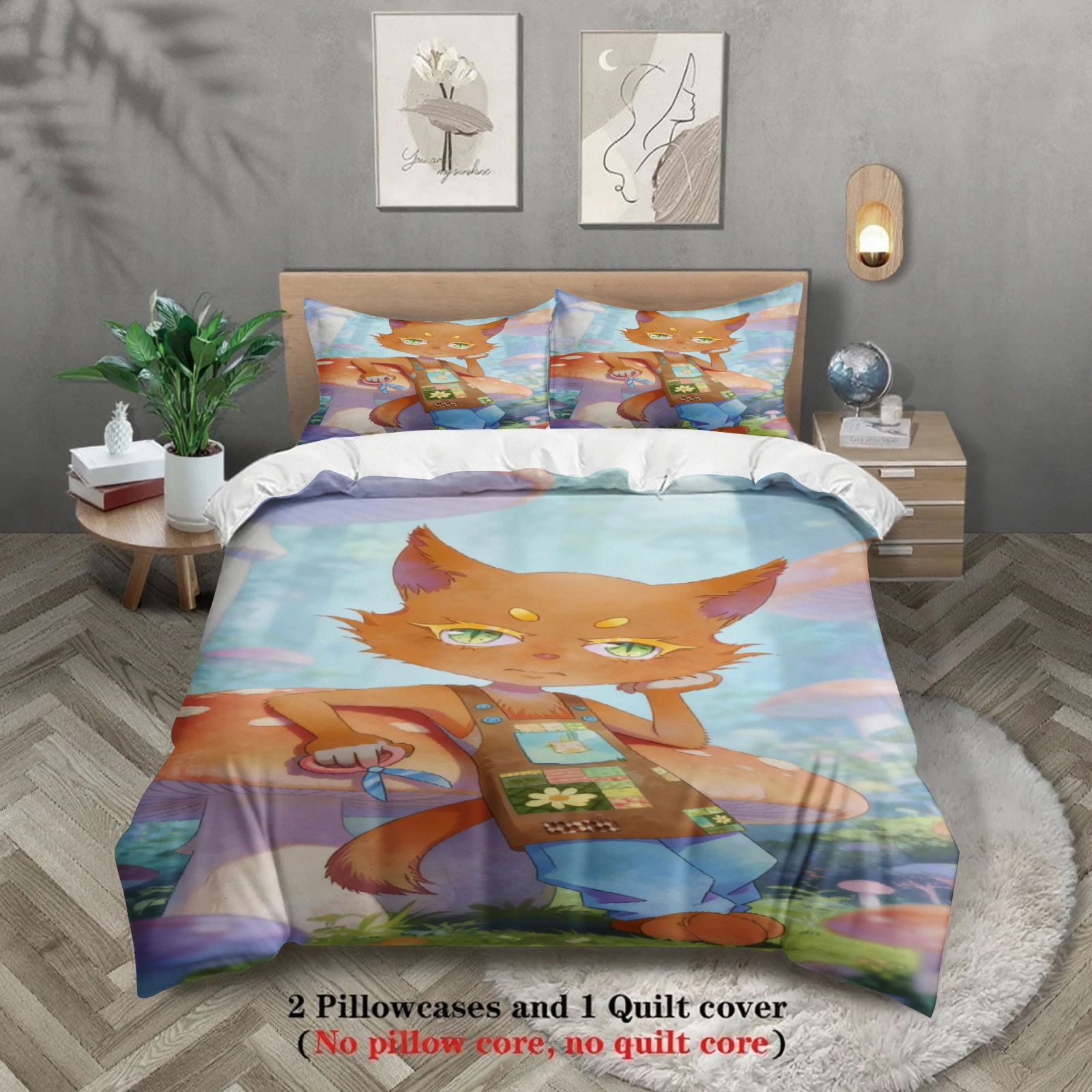

Softville Cozy Town Cute Fern the Quilt Fox Bedding Set With Duvet Cover & Pillowcase For Children's Bedroom Decor