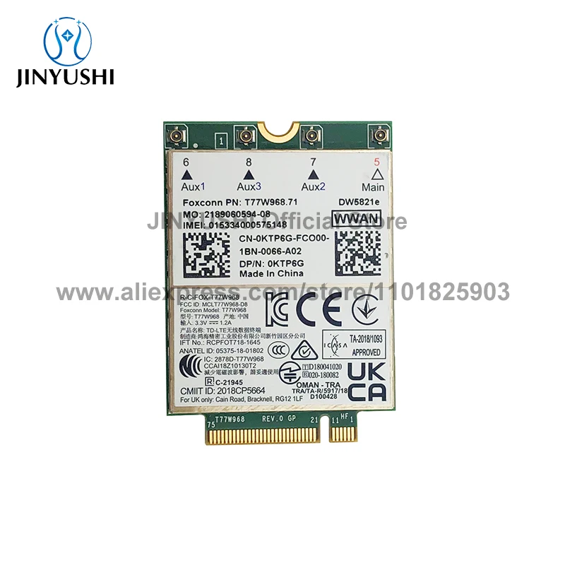 T77W968 DW5821e X20 LTE Cat16 1Gbps FDD-LTE TDD-LTE 4G Module WWAN Card For Dell 5420 5424 7424 7400 Laptop