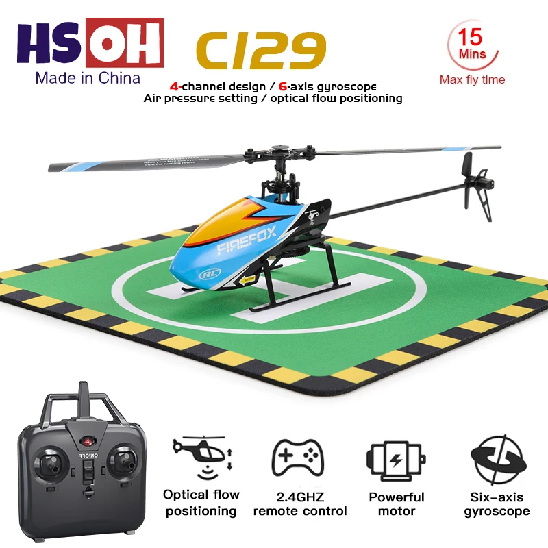 

RTF Automatic Stable C129 RC Helicopter 2.4G 4 Channel Single Propeller Without Aileron E129 Durable Long Flight Time for Kids