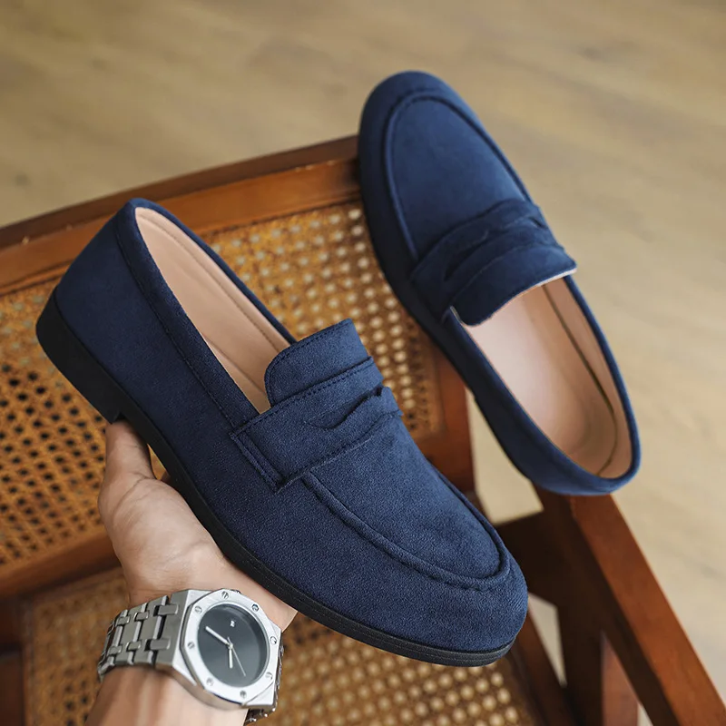 Men's Casual Leather Shoes Bowtie Bean Shoes Genuine Leather Retro Men Loafers Slip-on Gentlemen Cowhide Suede Dress Shoes