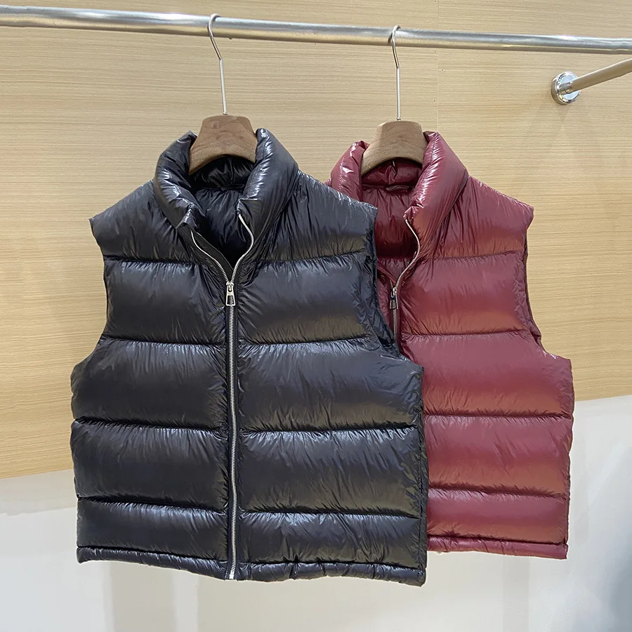 2026 Winter European Women's Down Vest Commuting Windproof Standing Collar Oversized Vest