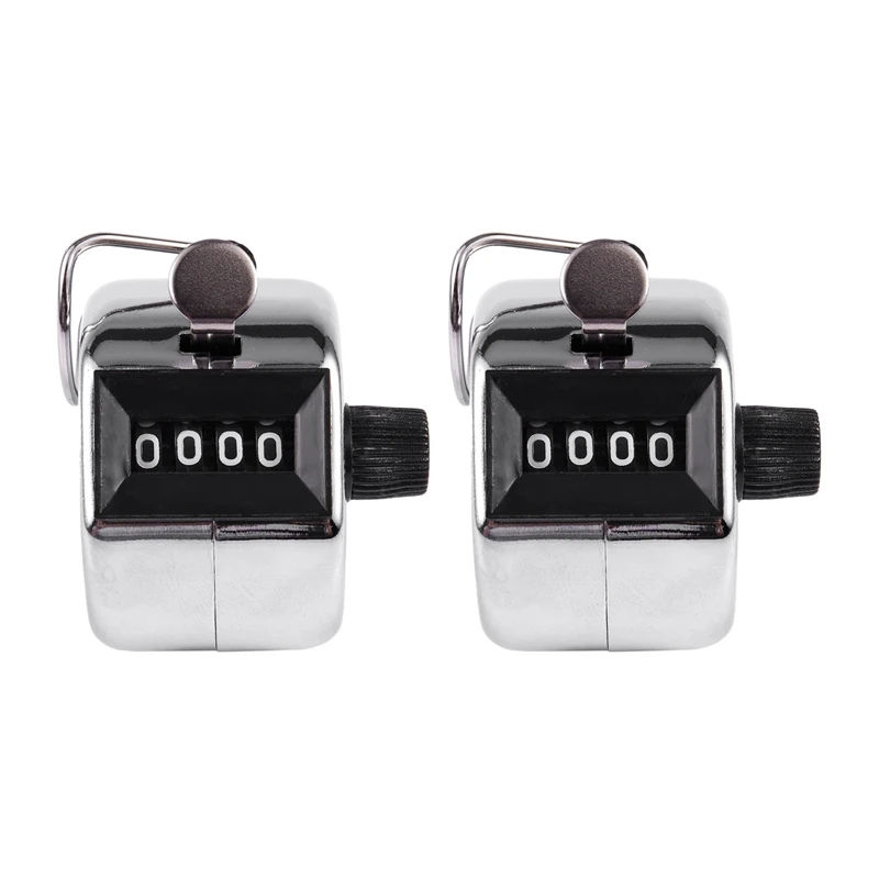 

2X 4 Digit Number Clicker Golf Hand Tally Click Counter Silver