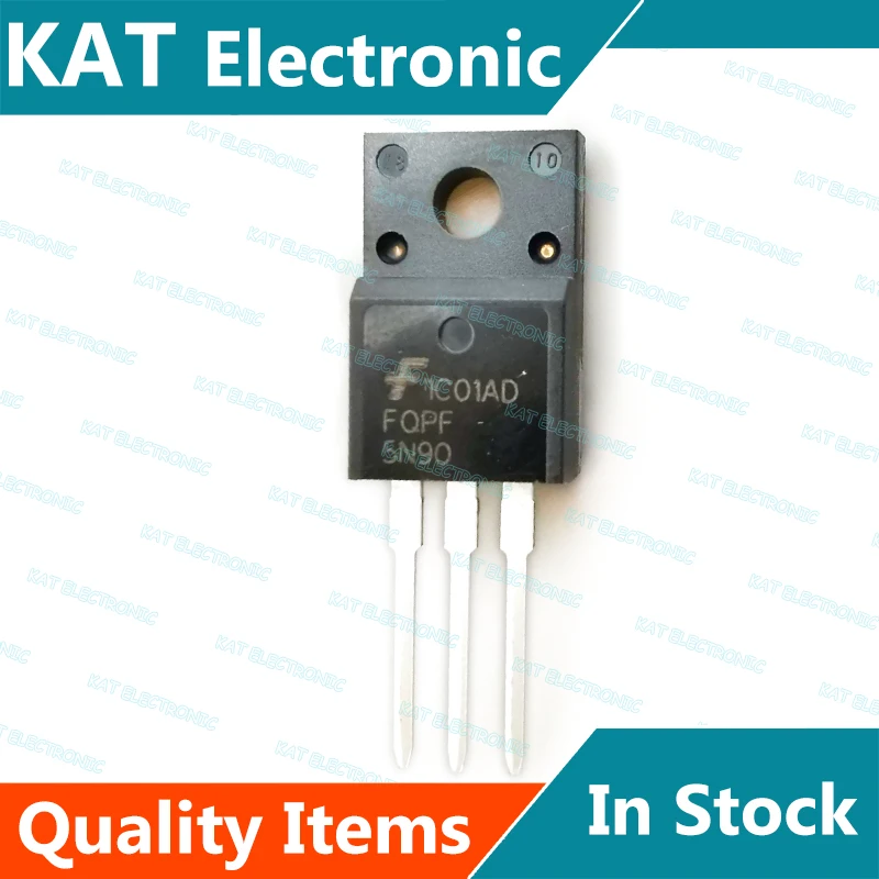 FQPF5N90 TO-220F, FQPF 5N90, 900V, MOSFET de Canal N, lote de 5 unidades
