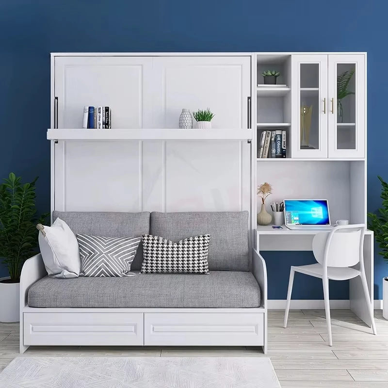 hidden Murphy wall bed with sofa invisible folding bed desk wardrobe perfectly solves the problem of small space storage